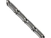 Stainless Steel with Brushed Cable Inlay 9 Inch Bracelet