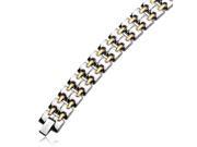 Stainless Steel and Gold Tone High Polished Link Bracelet