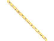 14K Yellow Gold 3mm Double Sided Heart Anklet 10 inch