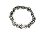 Stainless Steel and Black Rubber Cross 8.5 Inch Bracelet