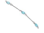 Blue CZ Beaded Anklet in Sterling Silver 9 10 Inch