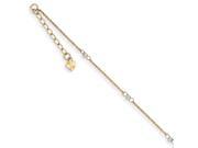 Two Tone Ropa and Mirror Bead Chain Anklet in 14K Gold 9 10 Inch