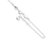 Polished Hearts Anklet in Sterling Silver 10 Inch