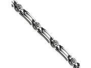 Stainless Steel Fancy Cubic Zirconia Link Bracelet 8.25 Inch