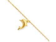 14k Yellow Gold Dolphin Charm Anklet 9 10 Inch