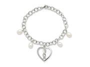 Hearts Joined Together Bridal Pearl Bracelet in Silver