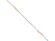 14k Gold Two Tone Mirror Beaded Anklet 9 inch