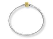 Silver Artisan Snake Bracelet with 14k Gold for 4mm Charms 7.75 inch