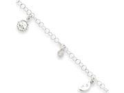 Celestial Charm Anklet in Sterling Silver 9 10 Inch
