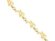 14 Karat Yellow Gold Double Dolphin Bracelet 7 Inch