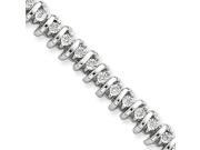 Swirl Link Diamond Tennis Bracelet in Sterling Silver 7 inch