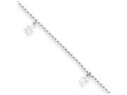 Moon and Stars Charm Anklet in Sterling Silver 9 10 Inch