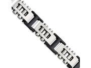 Two Tone Stainless Steel Black Plated Rugged Bracelet 8.75 Inch