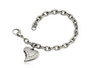 Women s Stainless Steel Heart Charm Bracelet