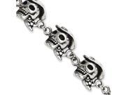 Stainless Steel Antiqued Pirate Skull 8.5 Inch Bracelet