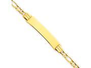 14K Yellow Gold Figaro ID Bracelet With Lobster Clasp 7 Inch