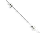 Dolphin and Bead Anklet in Sterling Silver 9 10 Inch