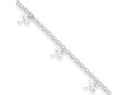 Dragonfly Charm Anklet in Sterling Silver 9 10 Inch