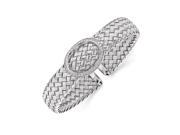 12mm Flexible Woven and CZ Cuff Bracelet in Sterling Silver