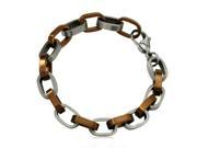 Stainless Steel and Chocolate Loop Link Bracelet