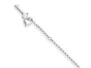14 Karat White Gold Puffed Heart Anklet 10 Inch