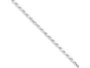 Sterling Silver 1.75mm Diamond cut Rope Chain Anklet 10 inch