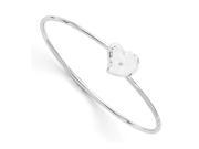 Offset Diamond Heart Bangle Bracelet in Rhodium Plated Silver