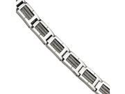 Stainless Steel Gray Cable Inlay 8.25 Inch Bracelet