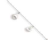 Sea Shell Charm Anklet in Sterling Silver 9 10 Inch