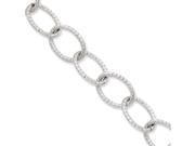 Stainless Steel Textured Oval Link 7.5 Inch Bracelet
