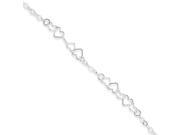 Chain Of Hearts Anklet in Sterling Silver 9 Inch