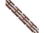 Stainless Steel Chocolate and Laser Cut 8.25 Inch Bracelet