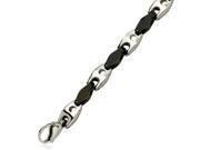 Stainless Steel and Black Plated Link Bracelet