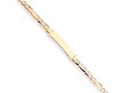 14K Yellow Gold And Rhodium Pave 25mm Figaro ID Bracelet 7 Inch