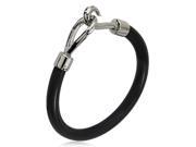 Stainless Steel and Black Rubber Hook Bracelet