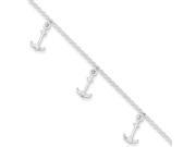Dangling Anchors Adjustable Rolo Chain Anklet in Silver 9 Inch