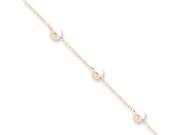 14 Karat Gold And Cultured Pearl Anklet 9 Inch