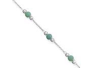 Green Jade in Sterling Silver 9 Inch Beaded Anklet