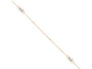 14k Gold Two tone Mirror Bead Anklet 9 inch