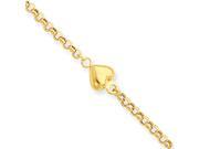 14k Gold Puff Heart Anklet 10 inch
