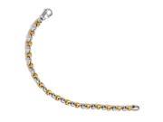 6mm Two Tone Anchor 7 Inch Bracelet in Sterling Silver Gold Tone