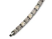 8mm 14K Gold Inlay And Titanium Link Bracelet 8.5 Inch