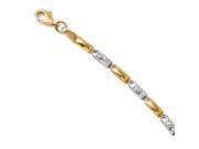 3mm Two Tone Link Bracelet in 14K Yellow Gold and Rhodium 7 Inch