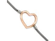 Stainless Steel And Rose Tone Plated Heart Adjustable Bracelet