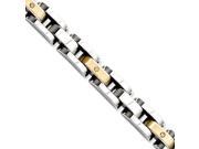 Stainless Steel w14k Gold Plated Diamond Accents Bracelet 8.5 Inch