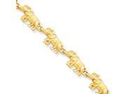 14 Karat Yellow Gold Elephant Bracelet 7 Inch