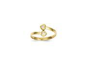 CZ Twin Hearts Bypass Toe Ring in 10K Yellow Gold