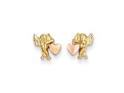 8mm Cupid and Heart Post Earrings in 14K Yellow Gold and Pink Rhodium