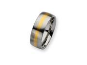 Stainless Steel 14K Gold Inlay 8mm Satin Unisex Band Size 6
