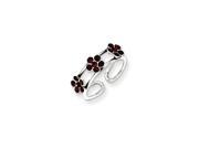 Stellux Red Crystal Floral Toe Ring in Sterling Silver
